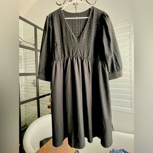 SHEIN LUNE Plus V-neck Guipure Lace Insert Puff Sleeve Dress 3XL